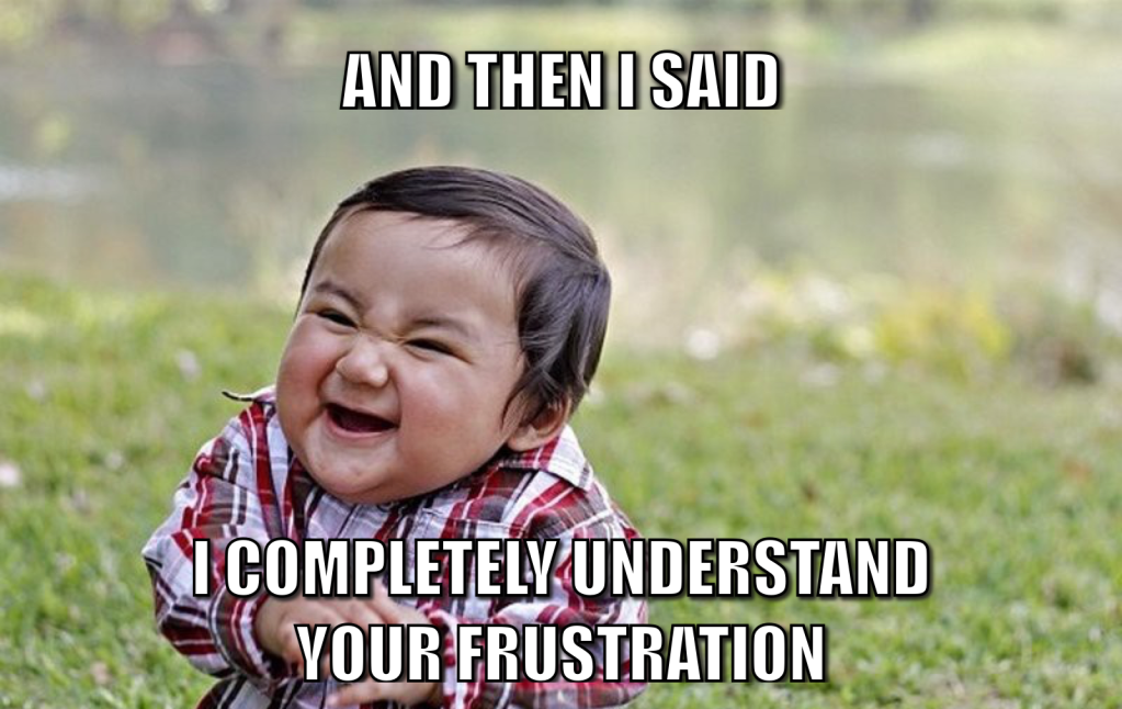 MEME - "AND THEN I SAID I COMPLETELY UNDERSTAND YOUR FRUSTRATION"